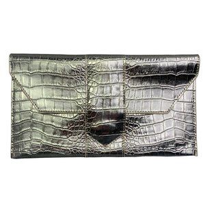 JJ Winters Nikki Clutch Gold Embossed Purse Magnetic Closure Pocketbook Bag